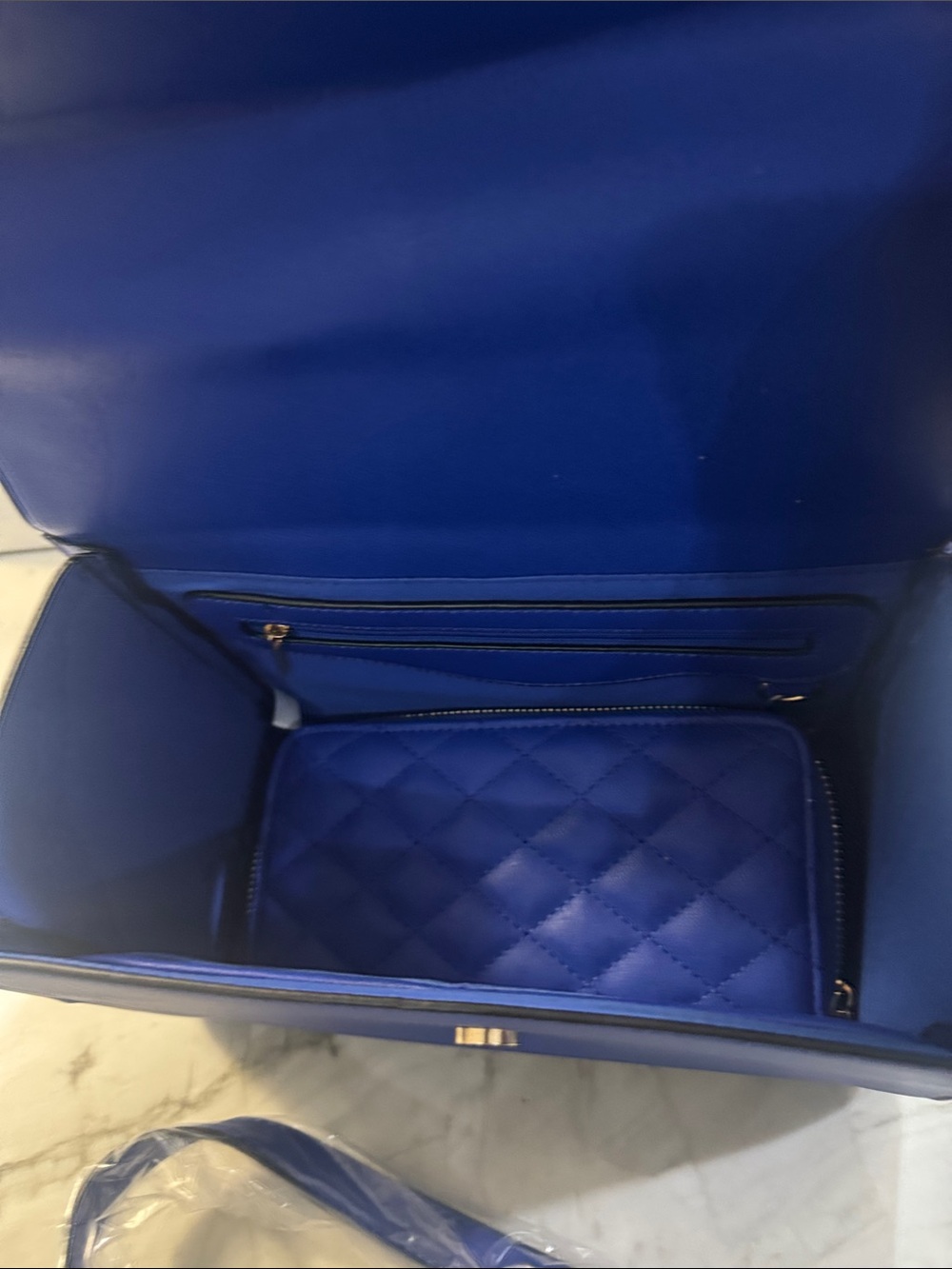 Blue Quilted Shoulder Bag with Crystal 'HOTSEXY' Lettering - Picture 11 of 11